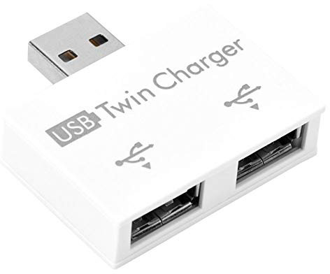 Mini Hub USB2.0 1 Macho a 2 Puertos Hembras USB Doble Cargador Splitter Adaptador, Kit Convertidor Estación de Acoplamiento USB para Teléfono Móvil/Computadora Portátil(Blanco)