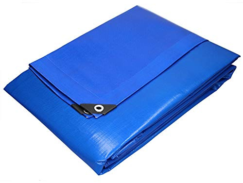 ECD Germany Abdeckplane Gewebeplane mit Ösen 6x8m 48m² 260g/m² Blau aus Polyethylen Schimmelresistent Wasserdicht Reißfest Schutzplane Bootsplane Gartenplane Holzplane Plane für Gartenmöbel Pool Auto