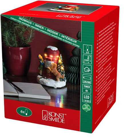 Konstsmide LED Szenerie Briefkasten mit Mädchen und Hund, mit an/aus Schalter, 6h Timer, 6 warm weiße Dioden, batteriebetrieben, Innen, 0, 384W, Batterie: 3 x AAA 1, 5V (exkl.) - 4212-000