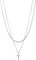 JewelryWe Schmuck Damen Kette mit Kreuz Anhänger Edelstahl Doppelt Kette Kruzifix Choker Silber Gold Rosegold Geschenk für Frauen Mädchen