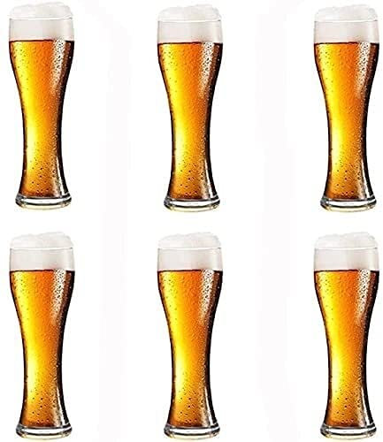 HSFS Bierkrug Glas 600 ml Glas Bierkrug für Trinken Klassiker Bierbecher Pub Trinkgeschirr Whisky Saft Bier Kaffee Becher Täglicher Haushalt Weinglas Set mit 6 Bierkrug Glas