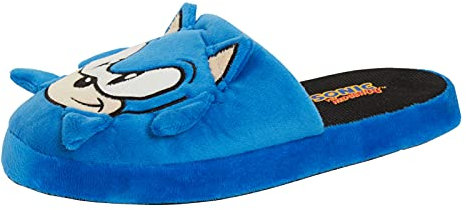 Sonic The Hedgehog Mens Slippers for Gamers Teens Open Back Slip On Mules House Shoes Blue 8 UK