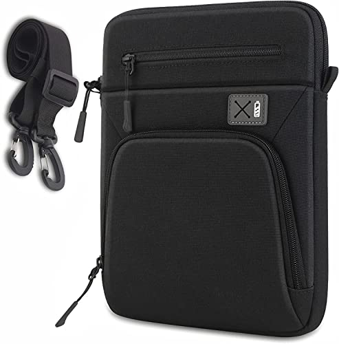 SIMTOP Funda para Tablet de 11 Pulgadas,New iPad Air Bolsillo, Bandolera Multibolsillos Impermeable de poliéster,Funda de Transporte para Tablet, Negra