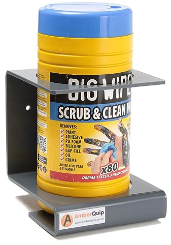 Hand wipe holder for containers up to 120mm diameter. Ideal for Van, workshop, Garage. Gery PVC. 100% RUSTPROOF
