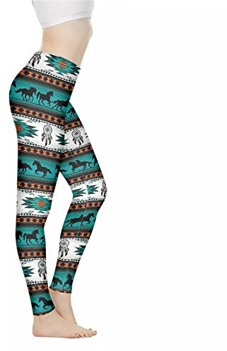 Kuiaobaty Damen-Workout-Trainingsleggings mit Regenbogen, gepunktet, Pilz, Leopardenmuster, nicht durchsichtig, Yogahose, volle Länge, Indianer-Muster, 12 Monate