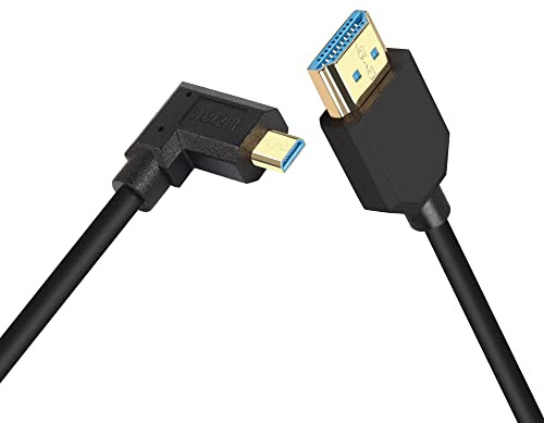 PNGKNYOCN Kurzes 8K Micro-HDMI-auf-HDMI-Kabel, 0,3 m, rechtwinklig, ultra-hohe Geschwindigkeit, 48 Gbit/s, Micro-HDMI-Stecker auf HDMI-Stecker, unterstützt 8 K @ 60 Hz, 4 K @ 120 Hz (rechts/0,3 m)