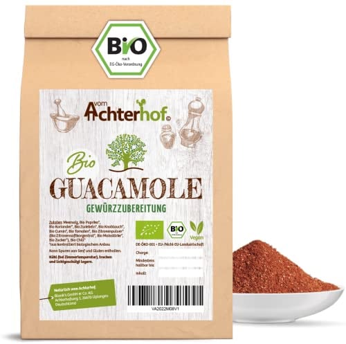 Avocado Guacamole Gewürzzubereitung Bio 100 g | Crunch-Effekt durch Meersalz | pikant-würziger Geschmack | ideal für Guacamole und alle Avocado-Gerichte | Bio-Qualität | vom Achterhof