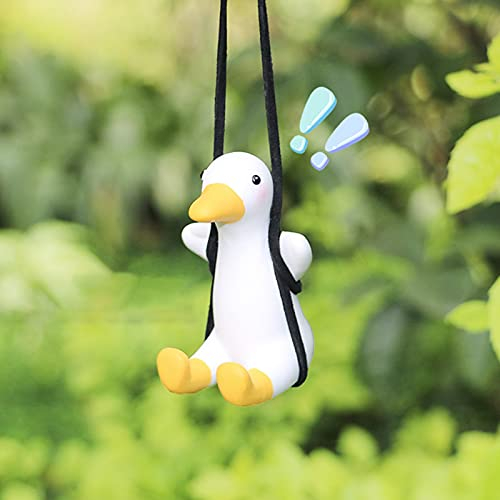 Auto Anhänger, Swinging Duck Auto Hängendes Ornament , Süße Schaukel-Ente Dekor Auto Rückspiegel Innen Dekoration Charms-Ornament Fliegende Ente zum Innenrückspiegel Charms Spiegel Zubehör (Gelb)