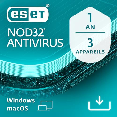 ESET NOD32 Antivirus 2025 | 3 appareils | 1 an | Antivirus pour Ordinateur - Protection multicouche - Anti-hammeçonnage | Windows/Mac | Code d'activation - envoi par email