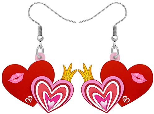 DOWAY Cute Valentinstag Donuts Herz Ohrringe Für Sie Schmuck Frauen Liebhaber Freundinnen Charme Geschenke (Rot)