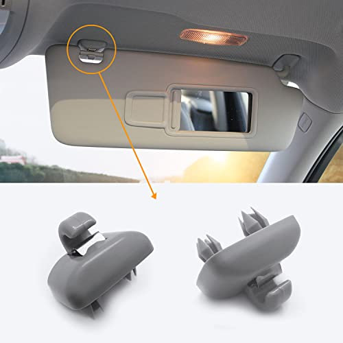 2PCS Inner Sun Visor Clips, Upgraded Car Visor Holder Hook - Compatible with Audi A1 A3 A4 A5 Q3 Q5 S3 S4 S5 TT, OEM: 8U0857562A (Gray)