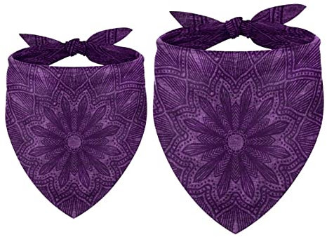 Hundehalstuch, 2 Stück, lila Mandala-Blumen, Haustierschal, Chiffon-Halstuch, Dreieck-Lätzchen, Zubehör für kleine, mittelgroße und große Hunde, Welpen, Haustiere
