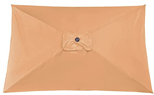 Toldo Rectangular de Repuesto para Sombrilla, 6 Varillas, Resistente a la Decoloración, de Tela de Poliéster Resistente, para Exteriores, para Mesa de Mercado, Voladizo, Cubierta Superior(Caqui)