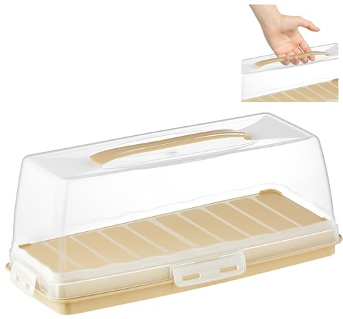 uandu Kuchen Transportbox | Rechteckig Kastenform | Tortentransportbox mit Haube und Griff. Box mit Deckel | Kuchenplatte | Aufbewahrungsbox | Kuchenbehälter | BPA Frei Tortenbehälter | Servierplatte
