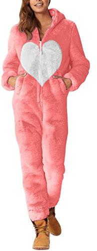 Combinaison Pyjama Polaire Femme À Capuche Automne Hiver Chaud Grandes Tailles Vêtements D'Intérieur Une Pièce pour La Maison Pelucheux avec Zippée Regular