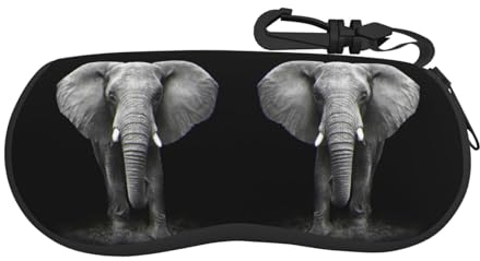 TEMKIN Brillenetui mit Kunst-Gitarren-Muster, Reißverschluss, weiche Schale, Antikollision, Neopren, tragbare Augenbox, Grauer Elefant, One size