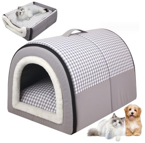Casa para perros interior 2 en 1 camas de iglú de gato plegables con cojín extraíble no deslizante cama para perros casa de gato lecho de cueva impermeable cama de perro cubierta de gato tibio