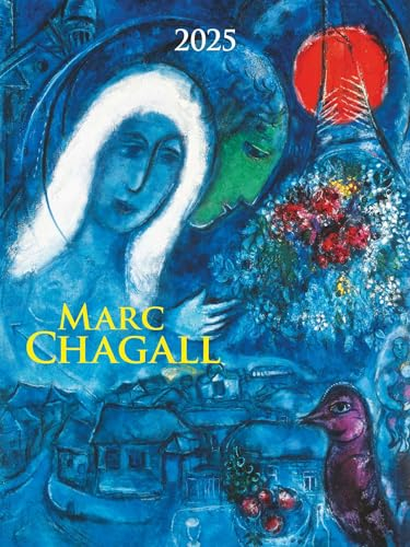 Alpha Edition - Marc Chagall 2025 Bildkalender, 42x56cm, Kalender mit hochwertigen Kunstabbildungen für jeden Monat, 5-Farbdruck, internationales Kalendarium