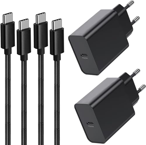 2-Pack 45W Chargeur USB C Rapide et Câble pour Samsung Galaxy S25 Ultra/S24 Plus/S25/S24 Ultra/S22+/S23/S21 S20 FE,Note 10/20 Ultra,A54 5G/A15 A34 A53 A55 A33 A14,Tab S7 S8 S9,Prise Adaptateur Secteur
