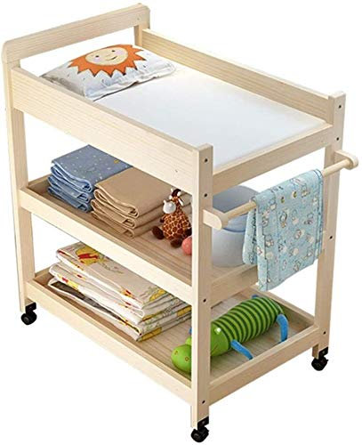 MObyat Baby Wickeltisch,Holz-Kinderzimmer mit Rollen, Kommode, Windelwechsler, Kinderzimmer für Kleinkinder oder Babys