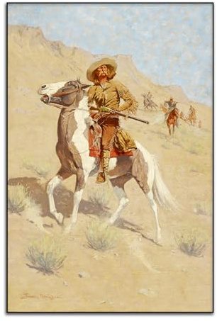 Frederic Remington Scout 1902 Poster, Impressionistischer Kunstdruck, Vintage-Cowboy, Wilder Westen, Poster, Meistermaldruck, geeignet für Wohnzimmer, Büro, Bauernhof, Wanddekoration, ungerahmt (30 x