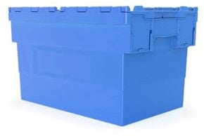 HomeHQ 70L Attached Lid Container, Plastic Box with Lid, Plastic Storage Box Container Crate Tote, Attached Lid Box (600x400x365mm) (BLUE)