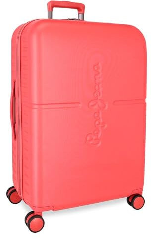 Pepe Jeans Highlight Reisekoffer, mittelgroß, rot, 48 x 70 x 28 cm, Hartschale, ABS, integrierter TSA-Verschluss, 79 l, 3,22 kg, 4 Doppelräder von Joumma Bags, rot, mittelgroßer Koffer, rot, 48 x 70 x