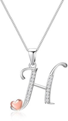 Mesovor Initiale Kette Silber 925 für Damen Mädchen, 100% Sterling-Silber-Buchstaben-Halskette mit Zirkonia, Schmuck, Geschenke für Familie, Mutter, Schwester, Ehefrau (Buchstabe-H)