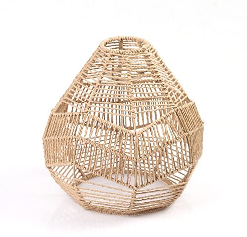 Klassischer Papier-Rattan-Boho-Lampenschirm | Papierseil Rattan Boho handgewebt | Papierseil Rattan handgewebte Lampenschirme | Boho handgewebter Weiden-Lampenschirm Rattan für Schlafzimmer,