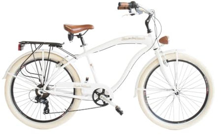 Via Veneto Bazam Sun on the Beach Man Cruiser Fahrrad, 26 Zoll, 6 Gänge, Größe 47, weiß, Retro Vintage aus Aluminium | VV790M