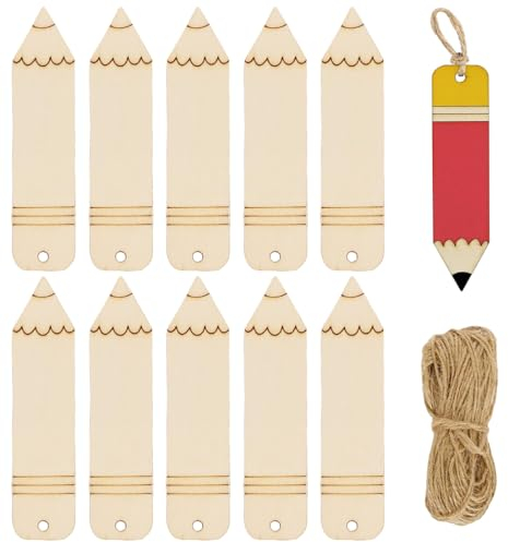 10 Leere Holz-Lesezeichen-Set für DIY und Kinder, Bastel-Lesezeichen
