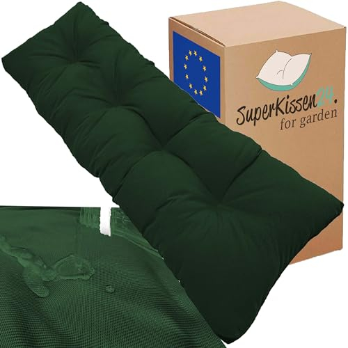 SuperKissen24. Sitzkissen Bankkissen Bankauflage für Gartenbank - 120x38 cm - Outdoor und Indoor - Dunkelgrün