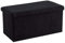 Home Source Large Folding Ottoman Corduroy Fabric Storage Chest, Black, 76cm Rectangle