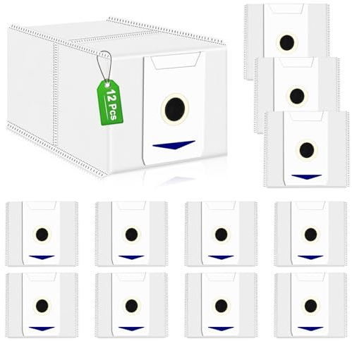 Lot de 12 sacs d'aspirateur robot sac aspirateur staubsaugerbeutel pour Ecovacs Deebot T30 Omni / T30 Pro Omni d'accessoires (blanc)