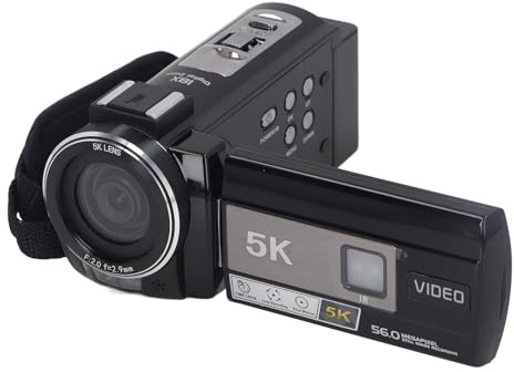 Gugxiom 5K Videokamera Camcorder, 56MP Objektiv WiFi IR Nachtsicht Vlogging Kamera für YouTube, 18X Digital Zoom Touchscreen Kamera Recorder mit Mikrofon, Linsen Haube, Fernbedienung, 2