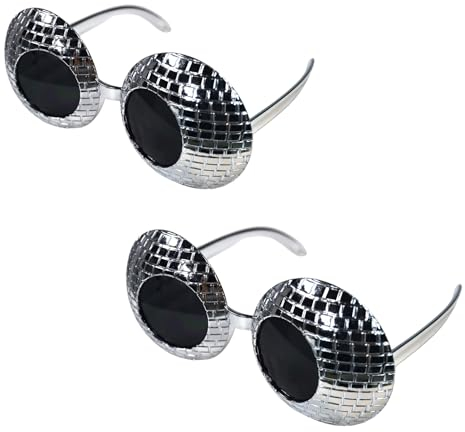 Beistle Discokugelgläser aus Kunststoff, Retro-Stil, Partyzubehör, 70er, 80er, 90er Jahre, Tanzzubehör, silberfarben, 2 Stück