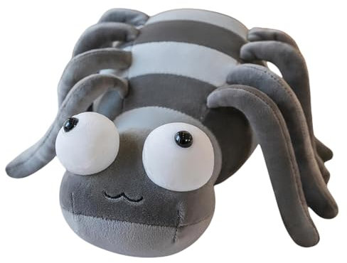 Spinne Plüschtier Kuscheltiere Simulation Spinne Halloween Kuscheltier Plüschkissen Wurfkissen Kuscheltier Spinne Kreatives Lustiges Tease Toy Spielzeugpuppe Plüschtier für Kind (Grau,30 cm)