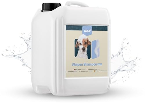 nimo® Welpen Shampoo sensitiv | ohne Duftstoffe & pH-Neutral mit Kollagen | für alle Hunderassen und Sensible, allergische Welpen | für bessere Kämmbarkeit & glänzendes Fell, 100% tierleidfrei