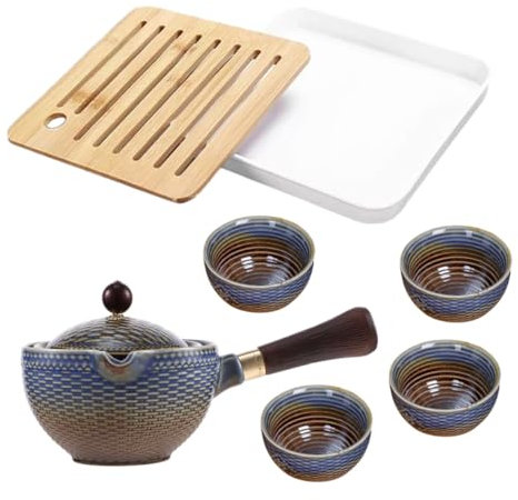 COLLBATH Tetera Automática De Juego De Té Portátil Bandeja De Té y Tazas De Chino Viajes o Uso Doméstico