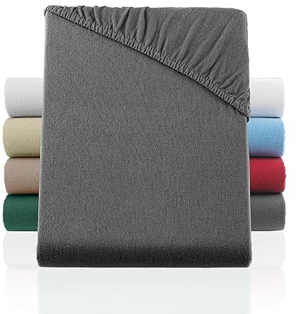 BaSaTex Flausch Feinbiber Winter Spannbettlaken Biber Spannbetttuch | 100% Baumwolle | 160x200 cm | Anthrazit