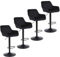 ralex-chair Barhocker 4er Set, Höhenverstellbare Drehbare Barhocker aus Samtstoff, Frühstücks-Esshocker mit Rückenlehne und Armlehne für Bar, Theke und Küche, Schwarz