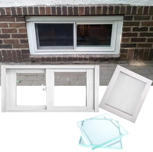 WAHHWF White Mobile Home Windows, Flush Mount Shed Window Double Panel, Horizontal Sliding Basement Window Large, Household Bathroom Window with Lock and Screen, Custom Size(WxH 40x28in/100x70cm)