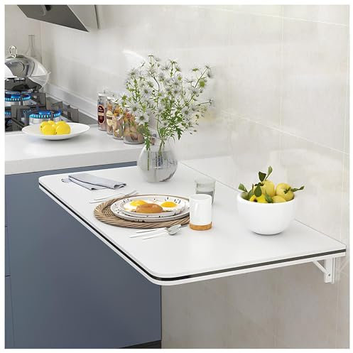 GUOGLZ Wandklapptisch Küchentisch - Klappbarer Wandtisch Schwebender Falten Laptop-Tisch Kleiner Platzsparender Esstisch,klapptisch Für Waschküche Bar Hängetisch(White,50 * 40cm)
