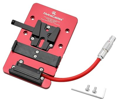 Alvins V Mount Batterieplatte für DJI Ronin 4D, mit geradem 1B 6-poligem Stecker DC-In Out Put Batteriehalterungen Platte V Mount Plate für Ronin 4D langes Kabel