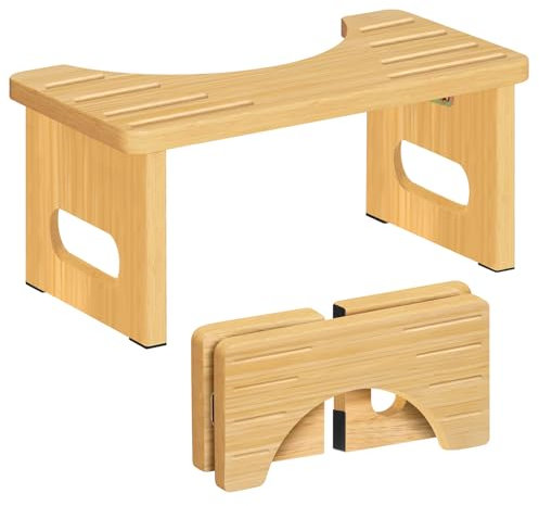 Toilettenhocker Holz – WC Hocker fur Erwachsene – Toilettenhocker Holz Klappbar - Squatty Kackhocker- und Verstopfungsbehandlung, von Ärzten empfohlen