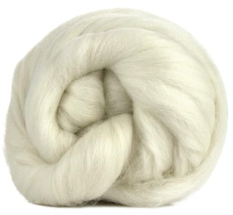 Merinowolle Kammzug Wolle natur Spinnfasern zum Filzen, Spinnen, Weben, Färben, aus Merino 21 mic (weiss, 1 kg)