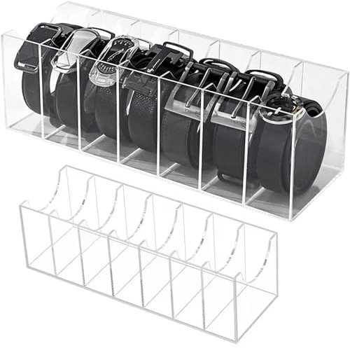Organizzatore della cintura acrilica Porta della cintura trasparente con 7 scomparti organizzatore per cassetti per cassetti dell'armadio crallino orologi per la casa di gioielli accessori per la c