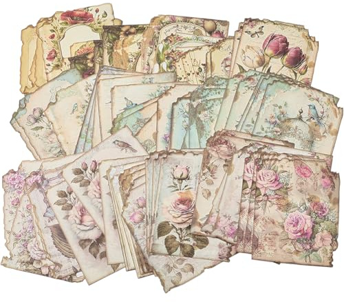 GORGECRAFT 90pz 3 stili Vintage Scrapbooking Carta Fiore Rosa Piante Uccello Estetica Decorativa Carta Decoupage Arte Artigianato Forniture per Junk Journal Planner Creazione di Biglietti Foto 8.4x8cm