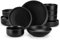 vancasso Black Plates and Bowls Set for 4, Stoneware Dinner Set 16 Piece, Elegant Dinnerware with Matte Glaze, Modern Style Playa Dinner Sets