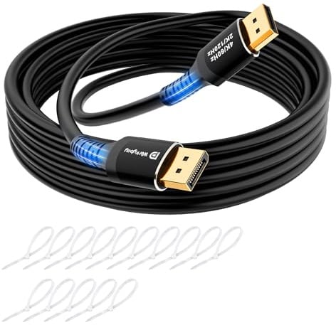 Werkybay Cavo DisplayPort 4K 5m, VESA-Certificato, Cavo DP 1.2, 4K@60Hz, 2K@120Hz, 1080p Full HD, compatibili con Monitor Gioco, TV, laptop, PC, nero, con 15 fascette